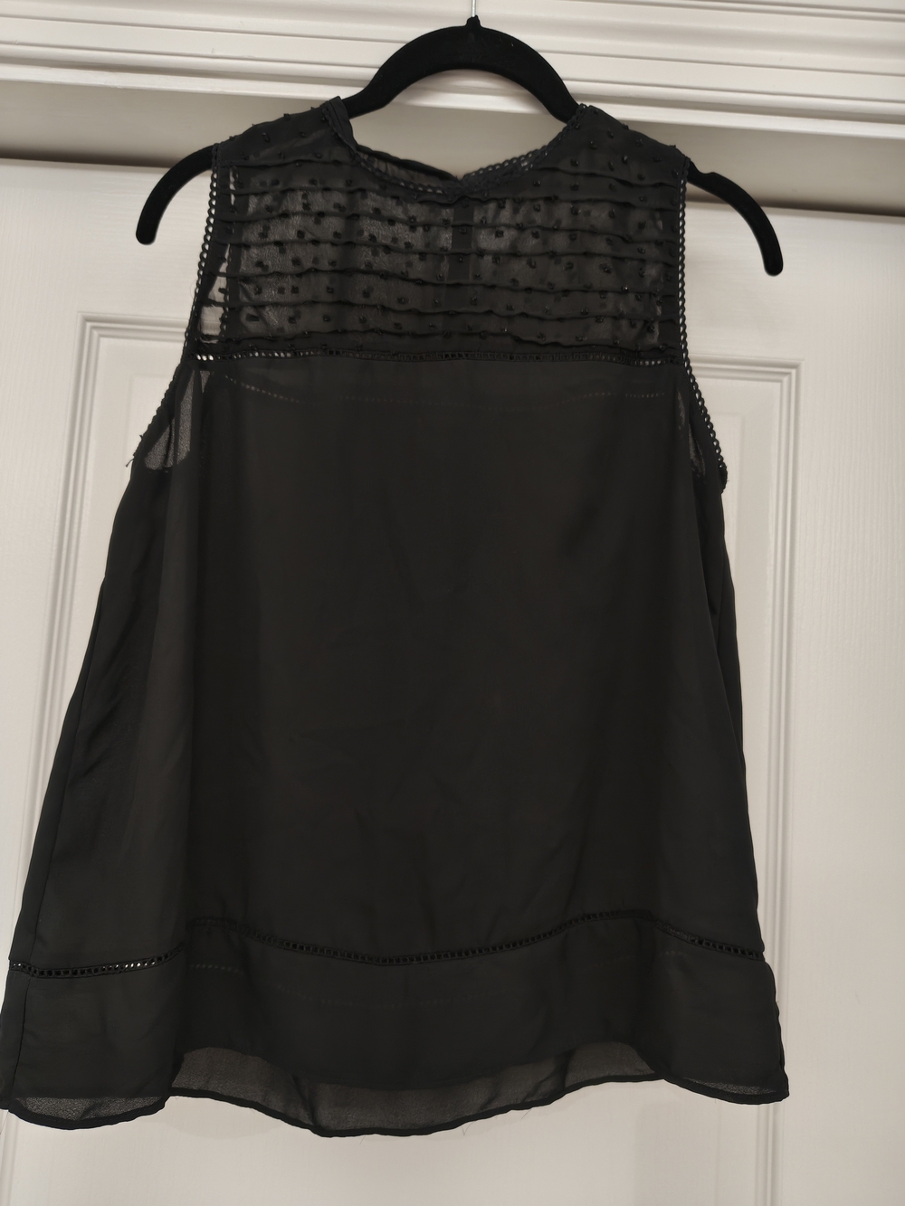 Y2K Vintage Zara Black Sleeveless Sheer Yoke Blouse